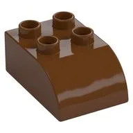 Duplo Brick 2 x 3 with Curved Top, Reddish Brown
