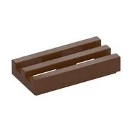 Tile Special 1 x 2 Grille with Bottom Groove, Reddish Brown