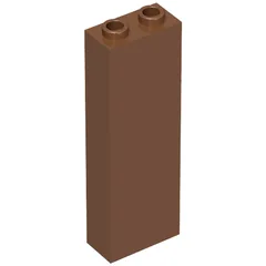 Brick 1 x 2 x 5 with Blocked Open Studs and Bottom Stud Holder with Asymmetric Ridges, Reddish Brown