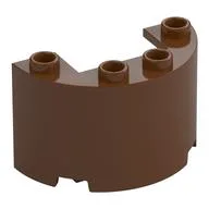 Cylinder Half 2 x 4 x 2 with 1 x 2 Cutout, Reddish Brown