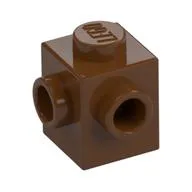 Brick Special 1 x 1 with Studs on 2 Adjacent Sides, Reddish Brown