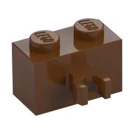 Brick Special 1 x 2 with Vertical Clip [Open O Clip], Reddish Brown