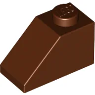 Brick Sloped 45° 2 x 1 with Bottom Pin, Reddish Brown