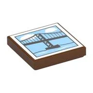 Tile 2 x 2 with Suspension Bridge Print, Reddish Brown
