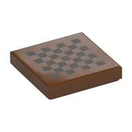 Tile 2 x 2 with Black Checks Print, Reddish Brown