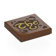 Tile 2 x 2 with Tan 'The' Print, Reddish Brown