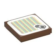Tile 2 x 2 with Wiggler Head and Barcode Print (Sticker), Reddish Brown
