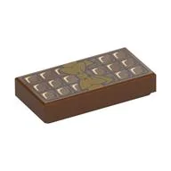 Tile 1 x 2 with Chocolate Bar Print, Reddish Brown
