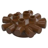 Duplo Brick Round 2 x 2 with Radiating Bars (Camp Fire / Nest), Reddish Brown
