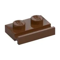 Plate Special 1 x 2 with Door Rail, Reddish Brown
