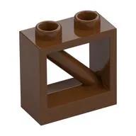 Fence 1 x 2 x 1 2/3 with 45° Diagonal Bar, Reddish Brown