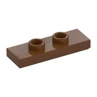 Plate Special 1 x 3 with 2 Studs with Groove and Inside Stud Holder (Jumper), Reddish Brown