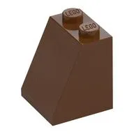 Brick Sloped 65° 2 x 2 x 2 with Bottom Tube, Reddish Brown