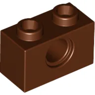 Technic Brick 1 x 2 [1 Pin Hole], Reddish Brown