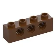 Technic Brick 1 x 4 [3 Pin Holes], Reddish Brown