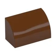 Brick Curved 1 x 2 x 1 No Studs, Reddish Brown