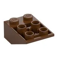 Brick Sloped Inverted 33° 3 x 2, Connections between Studs, Ovoid Bottom Pin, Reddish Brown
