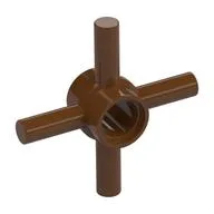 Technic Pin Connector Hub with 4 Bars at 90°, Through Pin Hole, Reddish Brown