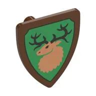 Shield Triangular with Forestmen Deer Head, Black Border Print, Reddish Brown