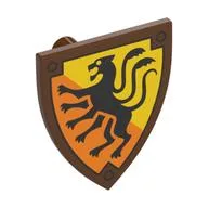 Shield Triangular with Black Displacer Beast on Bright Light Orange Background Print, Reddish Brown