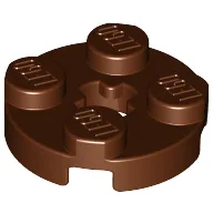 Plate Round 2 x 2 with Axle Hole Type 1 (+ Opening), Reddish Brown