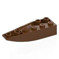 Brick Wedged, Curved Inverted 6 x 2 Right, Reddish Brown