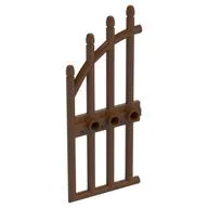 Gate 1 x 4 x 9 Arched with Bars and Three Studs, Reddish Brown