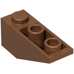 Brick Sloped Inverted 34° 3 x 1 with Internal Stopper, Reddish Brown