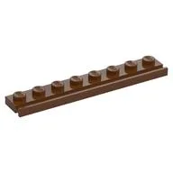 Plate Special 1 x 8 with Door Rail, Reddish Brown