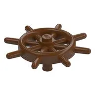 Boat / Ship Wheel / Helm with Slotted Pin, Reddish Brown