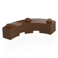 Brick Round Corner 4 x 4 Macaroni Wide with 3 Studs, Reddish Brown