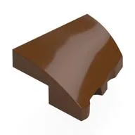 Brick Wedged, Curved 2 x 2 with Stud Notch Left, Reddish Brown