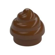 Plate Round 1 x 1 Swirled Top / Poo, Reddish Brown