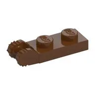 Hinge Plate 1 x 2 Locking with 2 Fingers On End, without Groove, 7 Teeth, Reddish Brown