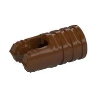 Hinge Cylinder 1 x 2 Locking with 2 Click Fingers and Axle Hole, 7 Teeth, Reddish Brown