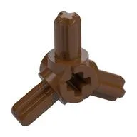 Technic Axle Connector Hub with 3 Axles at 120°, Reddish Brown