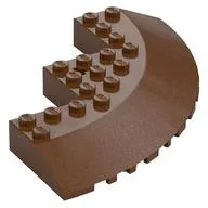 Brick Round Corner 10 x 10 with Slope 33° Edge, Axle Hole, Facet Cutout, Reddish Brown