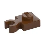 Plate Special 1 x 1 with Clip Vertical [Thick Open O Clip], Reddish Brown