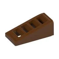 Brick Sloped 18° 2 x 1 x 2/3 with 4 Slots / Grate, Reddish Brown
