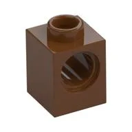 Technic Brick 1 x 1 with Pin Hole, Reddish Brown