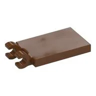 Tile Special 2 x 3 with 2 Clips without Tab between Clips, Reddish Brown