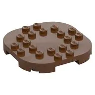 Plate Round Corners 6 x 6 x 2/3 Circle with Reduced Knobs, Reddish Brown