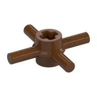 Technic Axle Connector Hub with 4 Bars at 90°, Reinforced Axle Hole, Reddish Brown