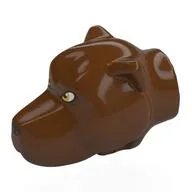 Animal Body Part, Dog Head with Orange Eyes Print (Fluffy), Reddish Brown
