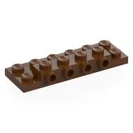 Plate Special 2 x 6 x 2/3 with 4 Studs on Side, 3 Support Walls on Bottom, Reddish Brown