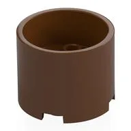 Brick Round 3 x 3 x 2 Recessed Center with 2 x 2 Studs and Axle Hole, Reddish Brown