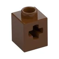 Technic Brick 1 x 1 with Axle Hole, Reddish Brown