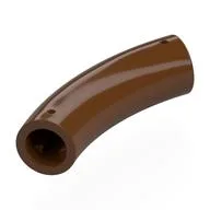Brick Round 1 x 1 D. Tube with 45° Elbow and Axle Holes (Crossholes) at Each End, Reddish Brown