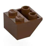 Brick Sloped Inverted 45° 2 x 2 [Round Hollow Bottom Pin, Bar-sized Stud Holes], Reddish Brown