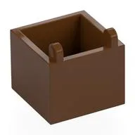 Container Box 2 x 2 x 1 1/3 with Hinge, Reddish Brown